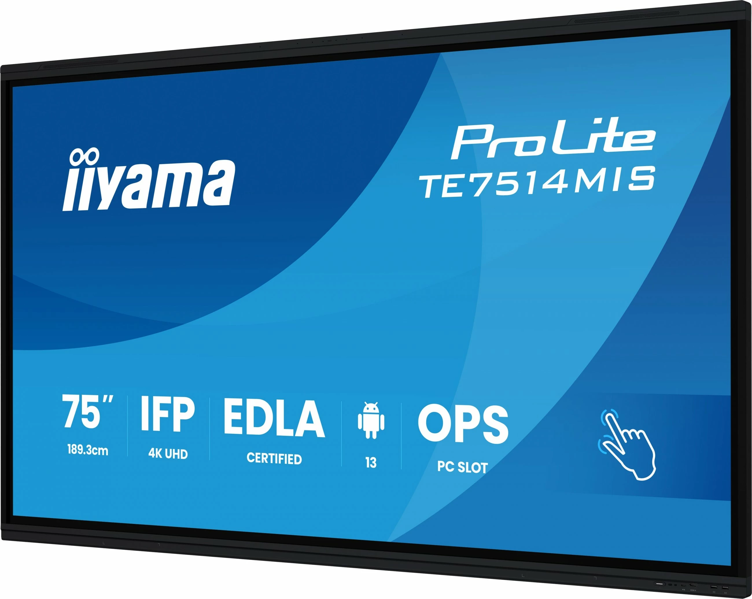 Interaktivni monitor iiyama ProLite TE7514MIS-B2AG, 75-palčni, 4K UHD, Wi‑Fi, črn