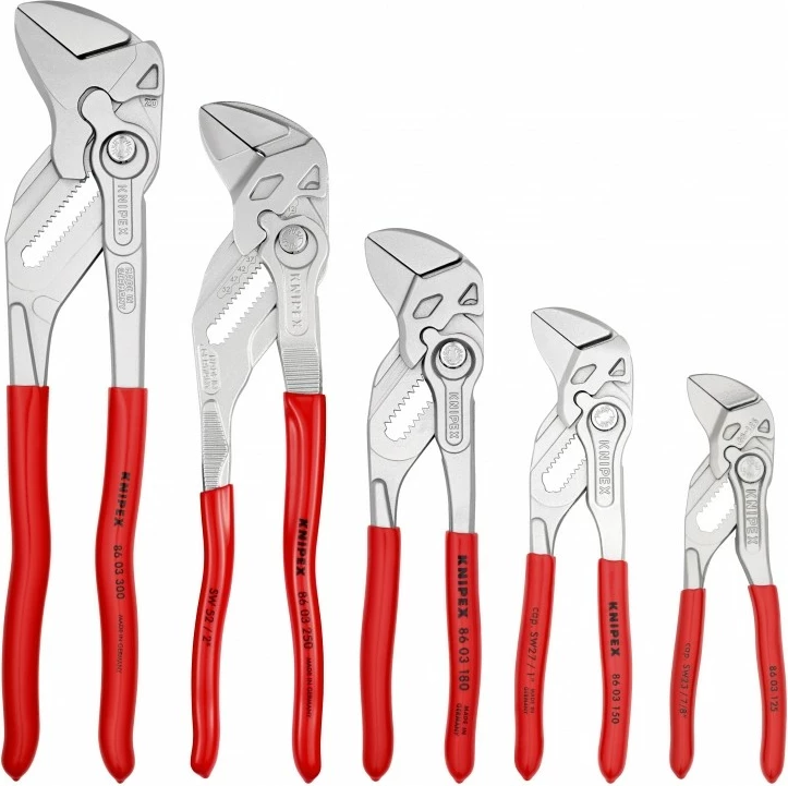 Set kljšč Knipex 00 19 55 S4, jeklo, plastični ročaji, 125 mm do 300 mm, rdeč