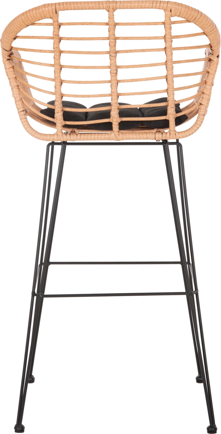 Barski stol (visok sedež) Allegra FH5640.11 p.e. rattan v bež-črni kovini 54x55x108Hcm