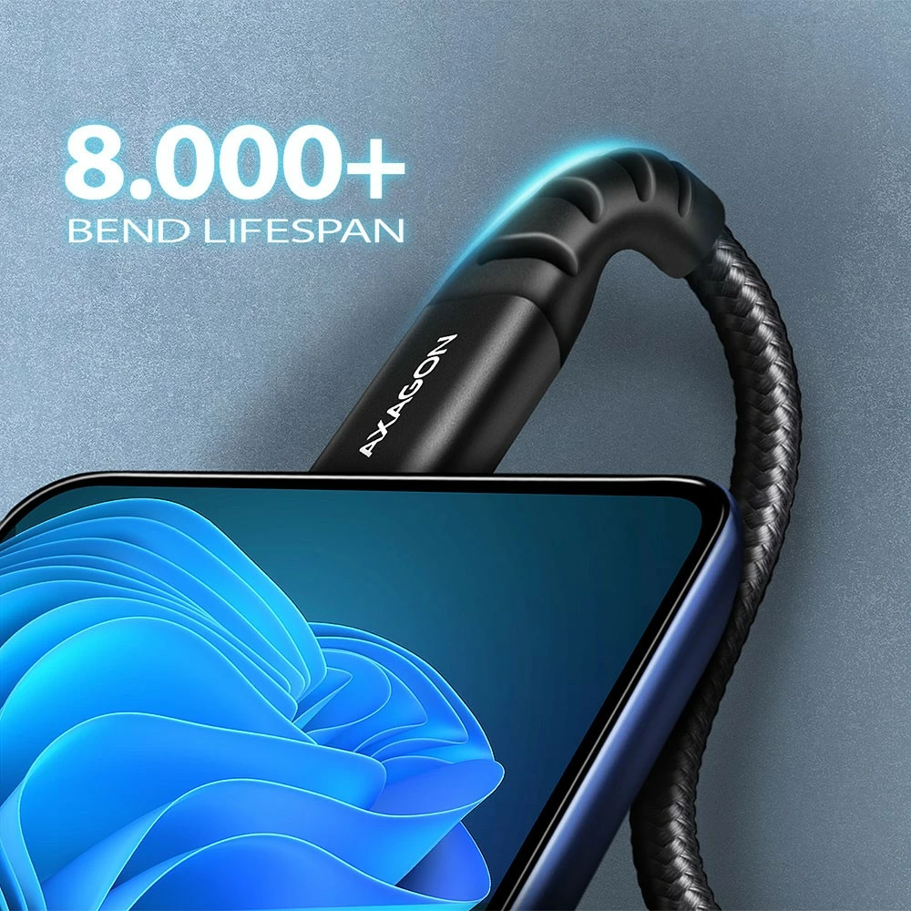 Kabel USB-C na USB-A, 2 m, USB 2.0, 3A, črn AXAGON BUCM-AM20AB