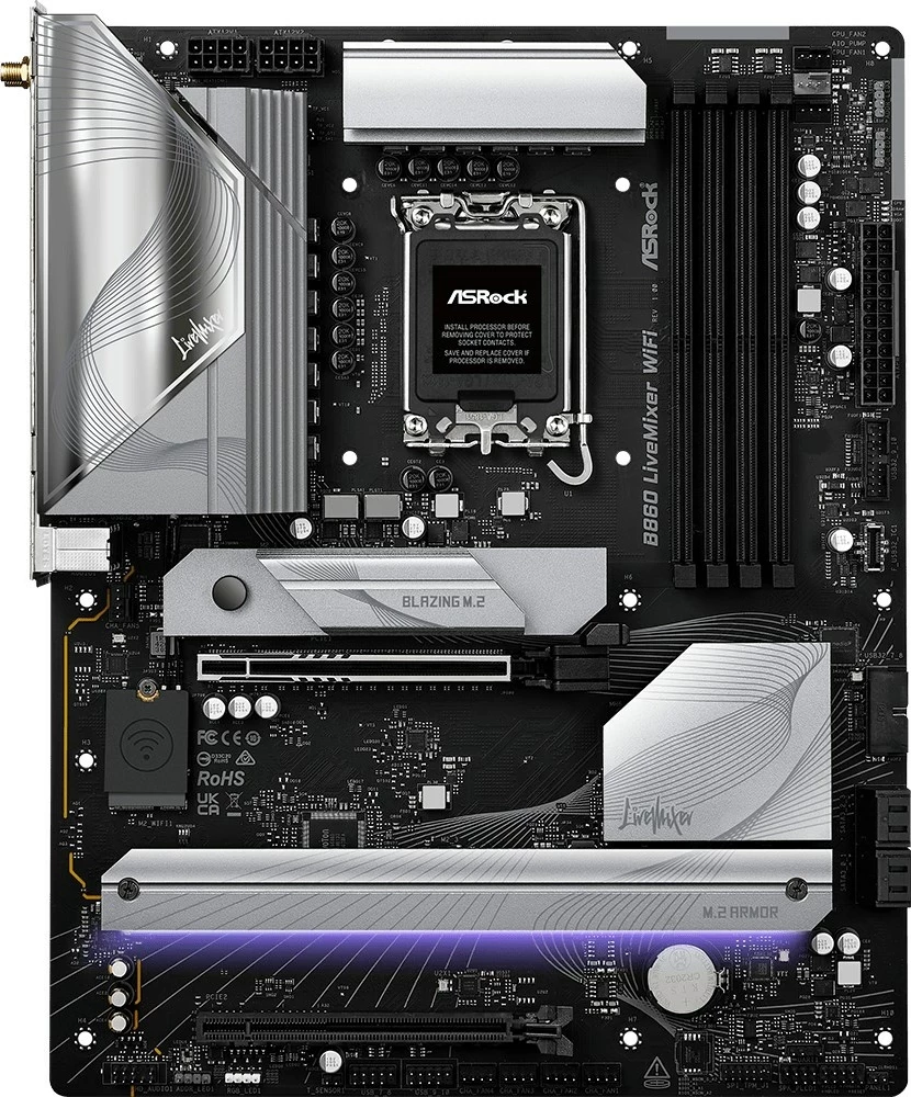 Plošča ASRock B860 LiveMixer WiFi, ATX, črna