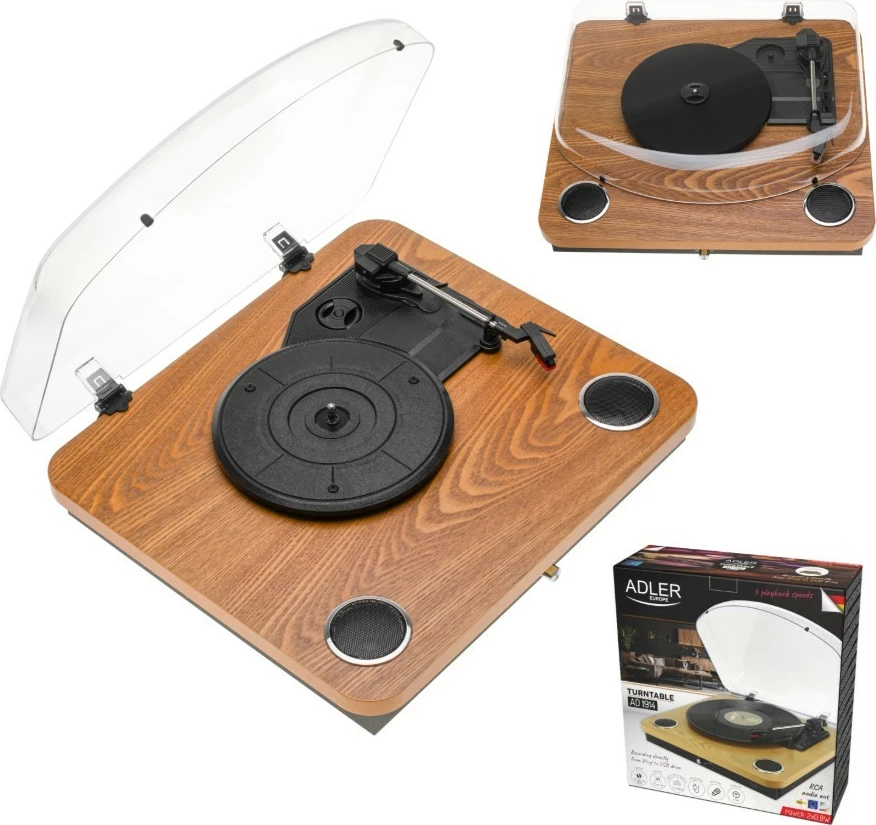Gramofon Adler AD1914Wood, z Bluetooth, USB, lesene barve