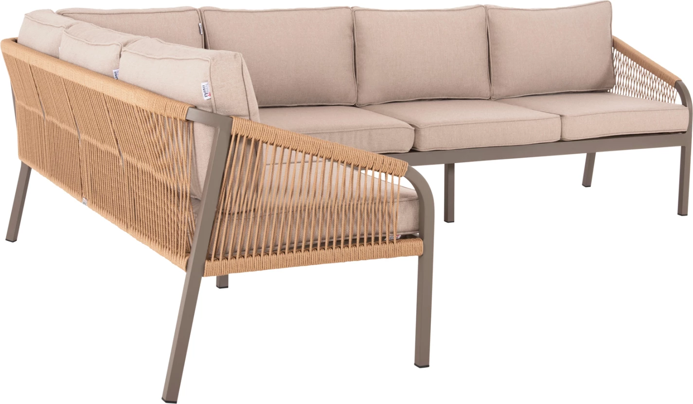 Zunanji kotni lounge set MAERLY FH6140.03 aluminij in blazine v barvi šampanjca-bež sintetična vrv