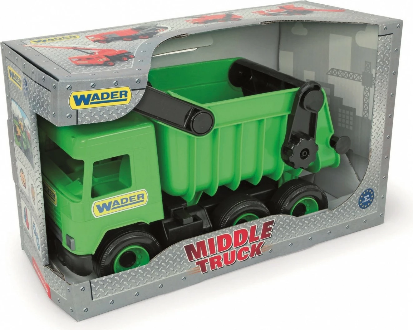 Igrača kamion z iztočnim tovorom Wader Middle Truck, 38 cm, zelen, za dečke