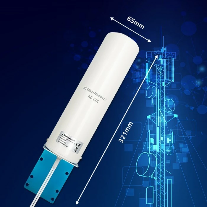 Omnidirekcijska zunanja antena Qoltec 57044 4G LTE, 5 dBi, jeklo