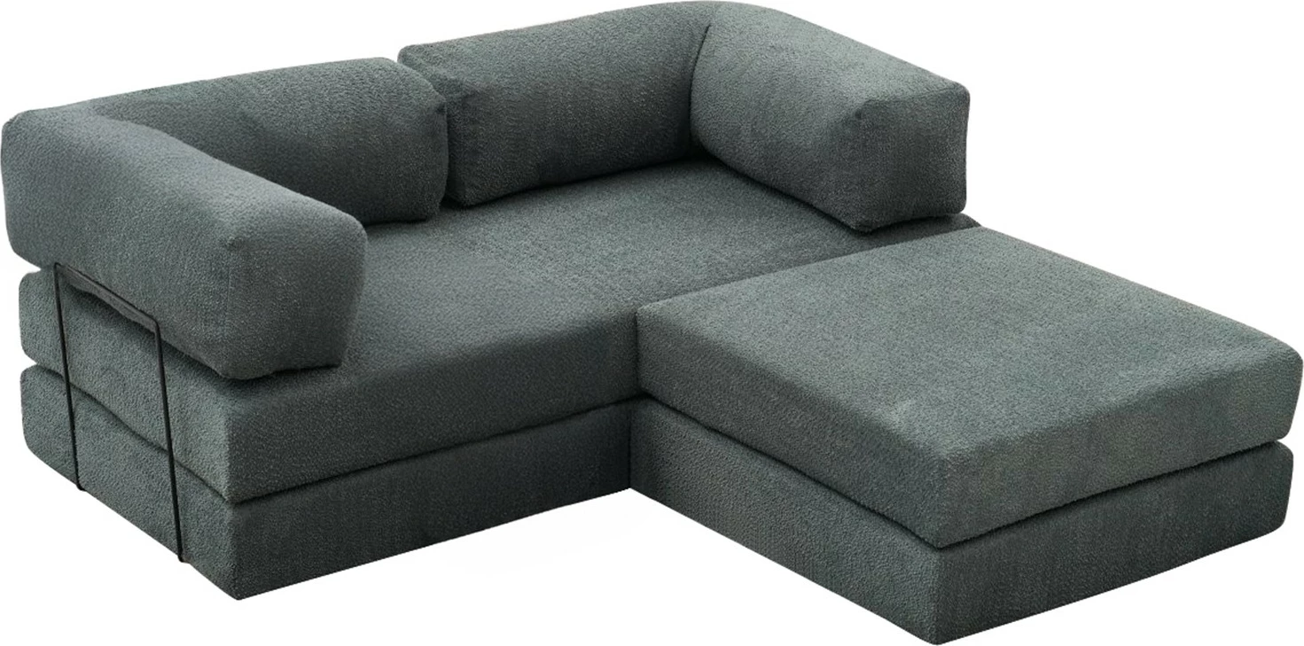 Kotna sedežna garnitura Comfort Mini, prevleka 100% chenille, zelena, 190 x 95 x 75 cm