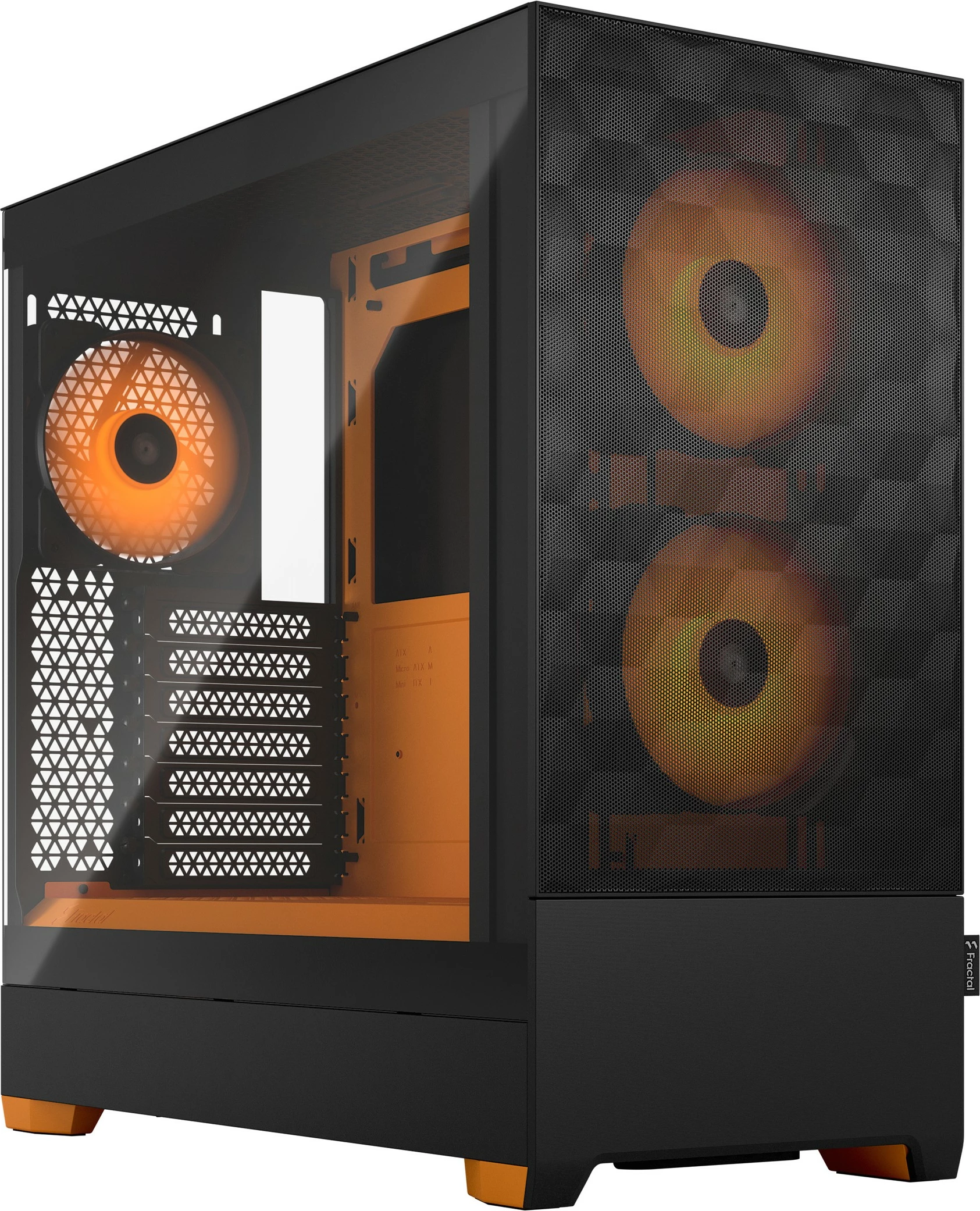 Kozar Fractal Design Pop Air RGB Orange Core TG Clear Tint, midi tower, kaljeno steklo, RGB, črno/oranžen