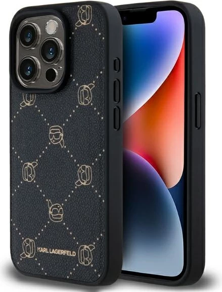 Ovitek za telefon MagSafe Karl Head za iPhone 15 Pro, Karl Lagerfeld, črn