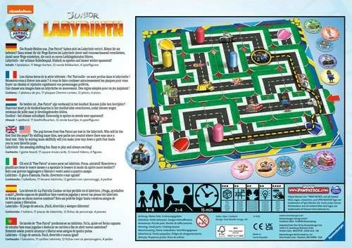 Družabna igra Paw Patrol Junior Labyrinth, Ravensburger, za otroke, 2–4 igralci, večbarvna