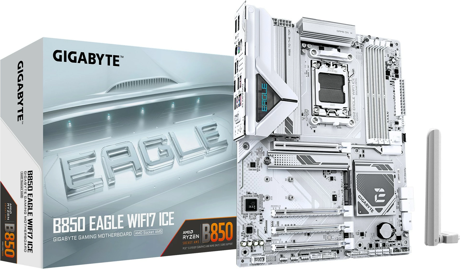 Matična plošča B850 EAGLE WIFI7 ICE, Gigabyte, Socket AM5, bela