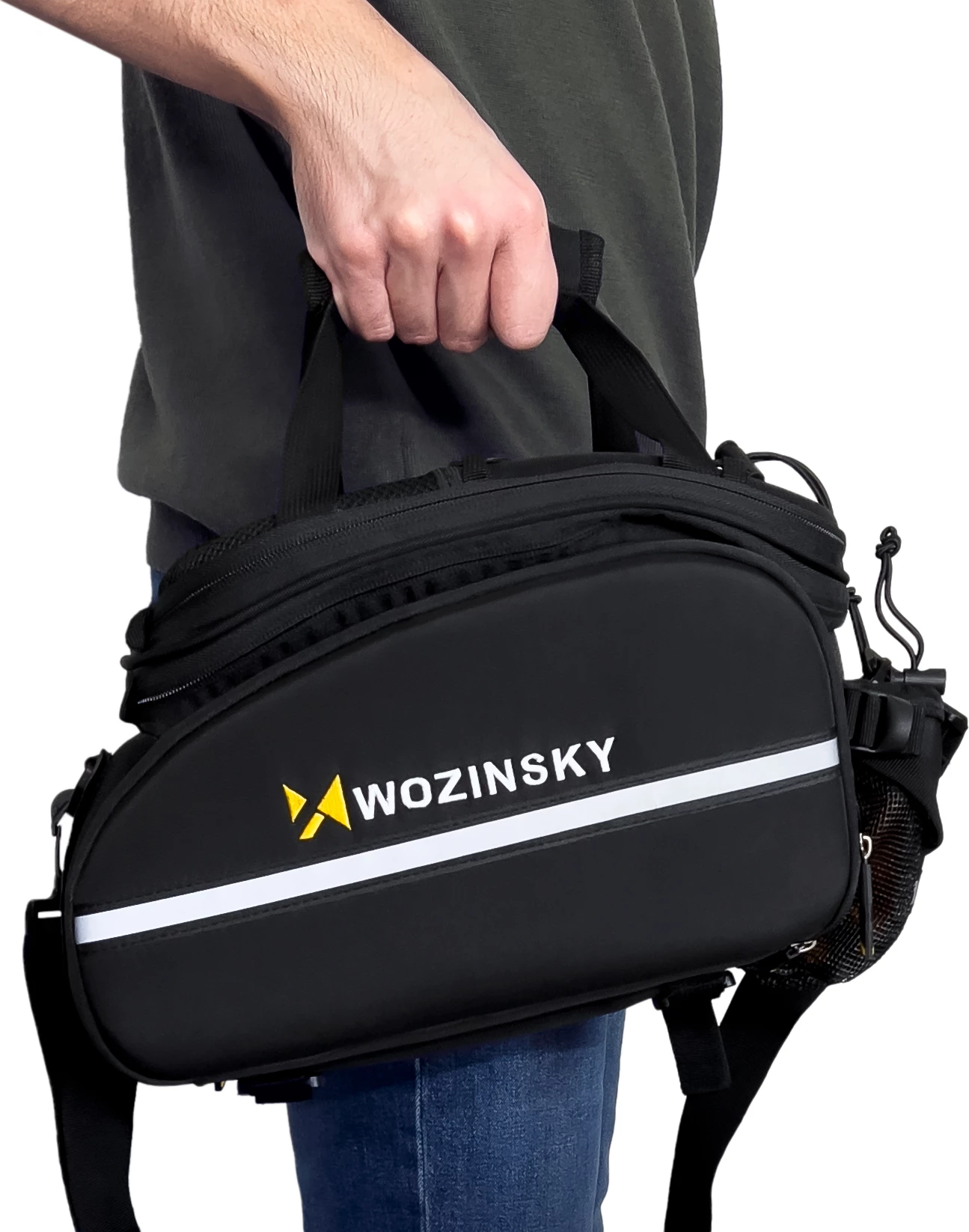 Torba za kolo Wozinsky WBB19BK, 35 L, z dežnim pokrivalom, črna