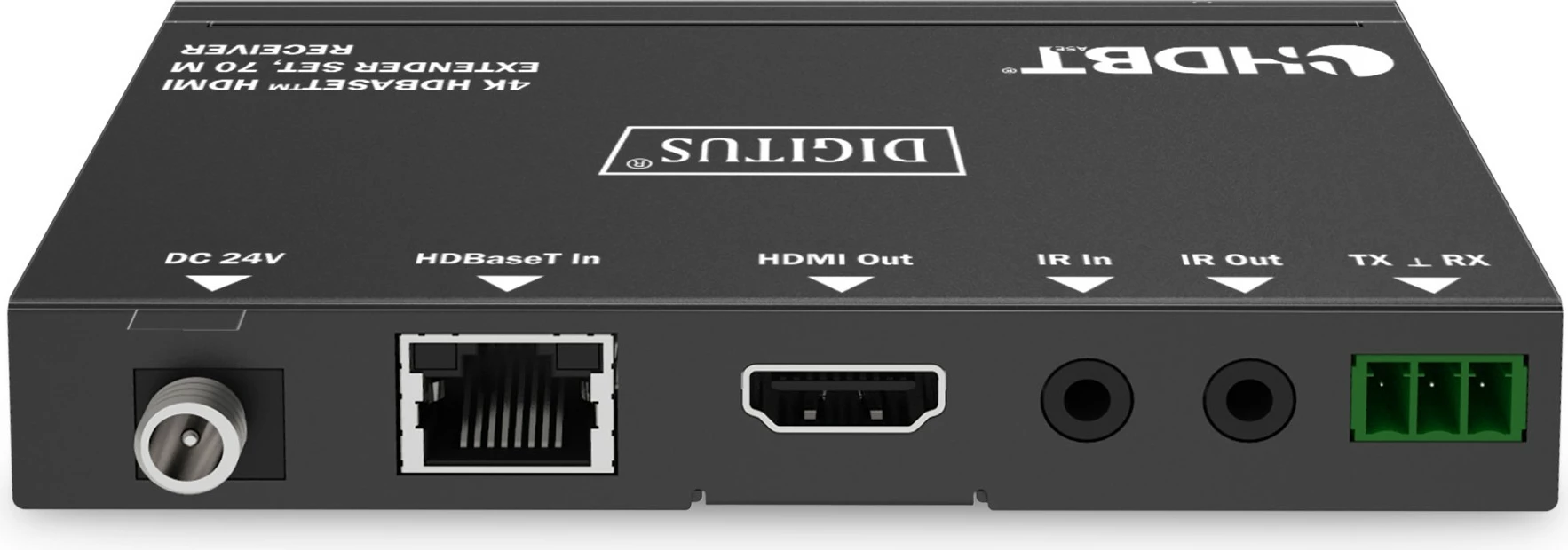 HDMI extender 4K HDBaseT, 70 m, oddajnik in sprejemnik Digitus, črn
