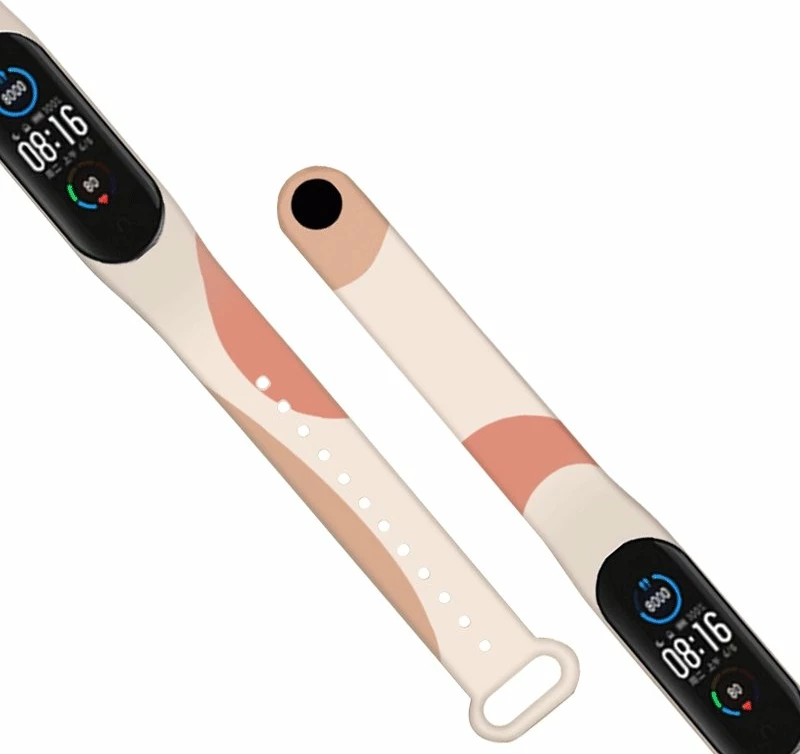 Silikonski trak Hurtel Moro v kamuflažnem vzorcu za Xiaomi Mi Band 3/4, bel/bež/zelena