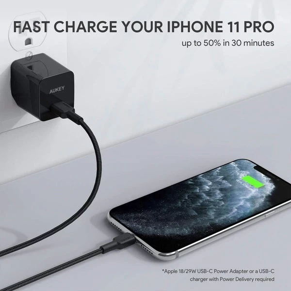 USB kabel AUKEY CB-CL03, 2 m, črn