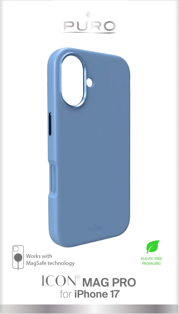 Ovitek z MagSafe za iPhone 17, Puro Icon Mag Pro, z zaščito kamere, aluminijasti gumbi, moder
