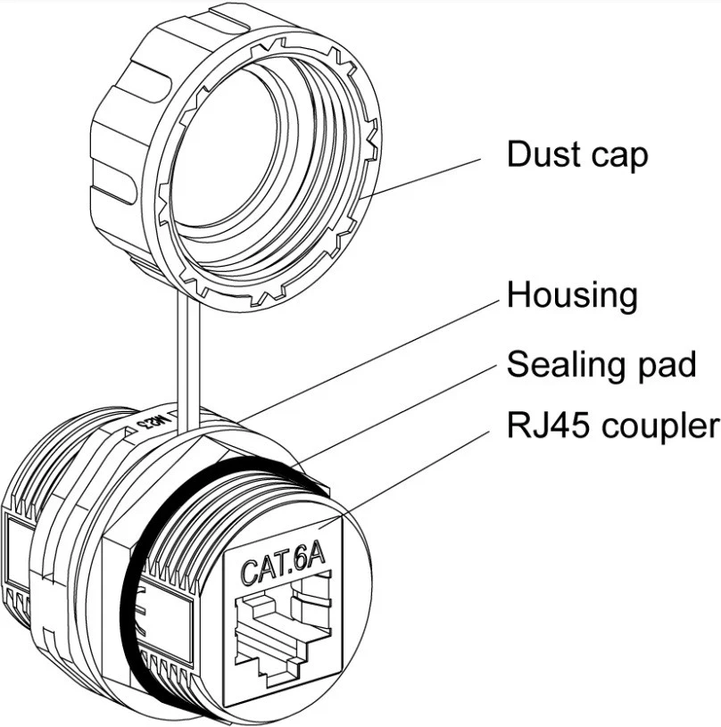 Zaščiten vtič RJ45 Cat6a Techly 363548, IP68, črn