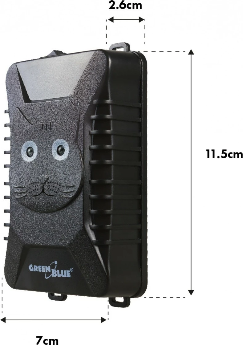 Odganjalec glodalcev GreenBlue GB725, z ultrazvokom in LED, črn