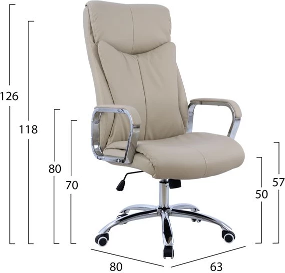 Izvršen pisarniški stol, krem, SHASHI FH1093.07, 63x80x(118-126) cm