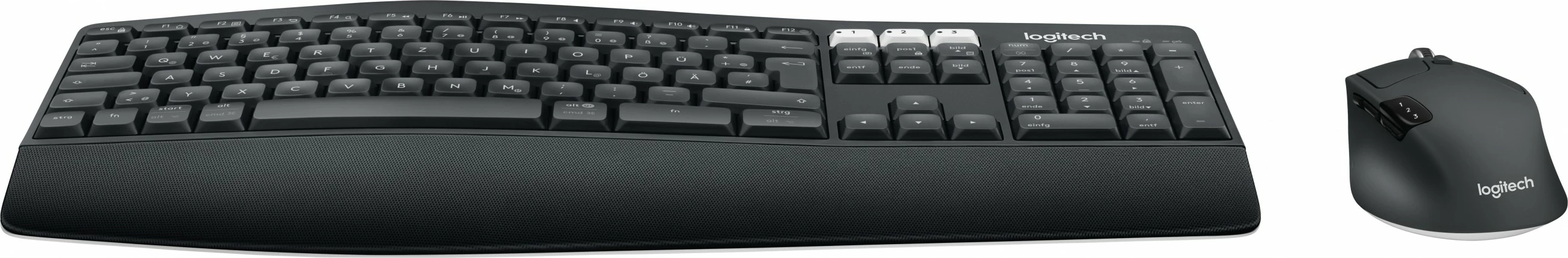 Brezžična tipkovnica in miška Logitech MK850 Performance, tipkovnica polne velikosti (100%), RF Wireless + Bluetooth, QWERTZ, črna
