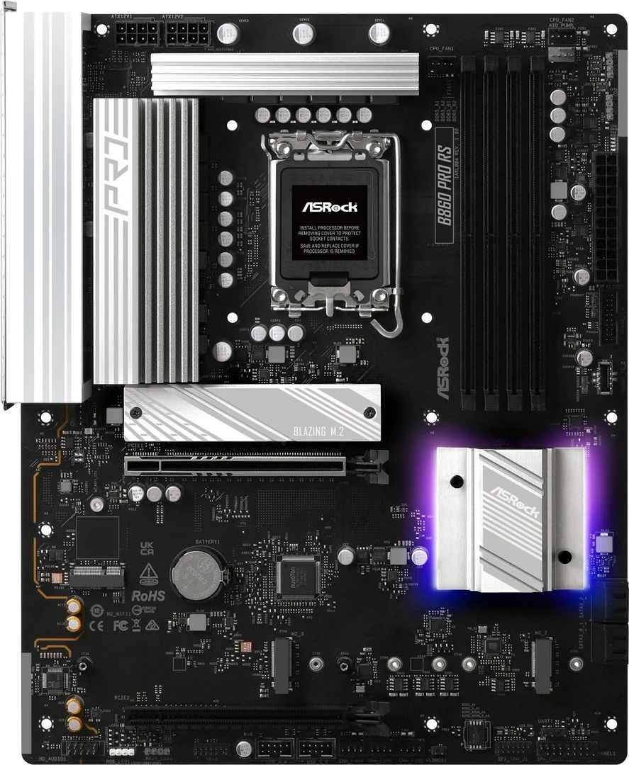 Plošča osnovna ASRock B860 Pro RS, Socket 1851, ATX, črna