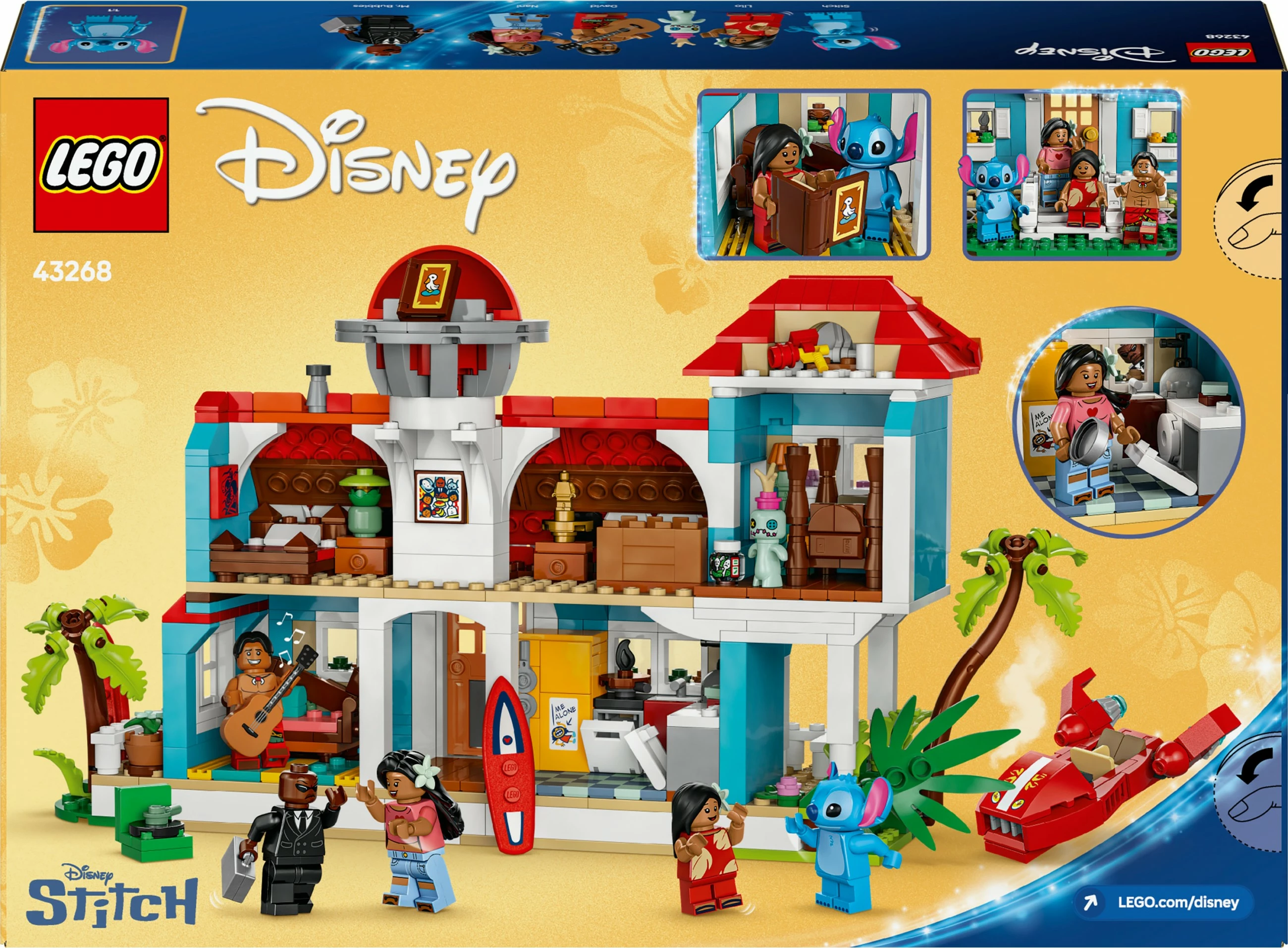 Plažna hiša Lilo in Stitch, komplet gradnje LEGO, 834 kosov, plastika, večbarvno