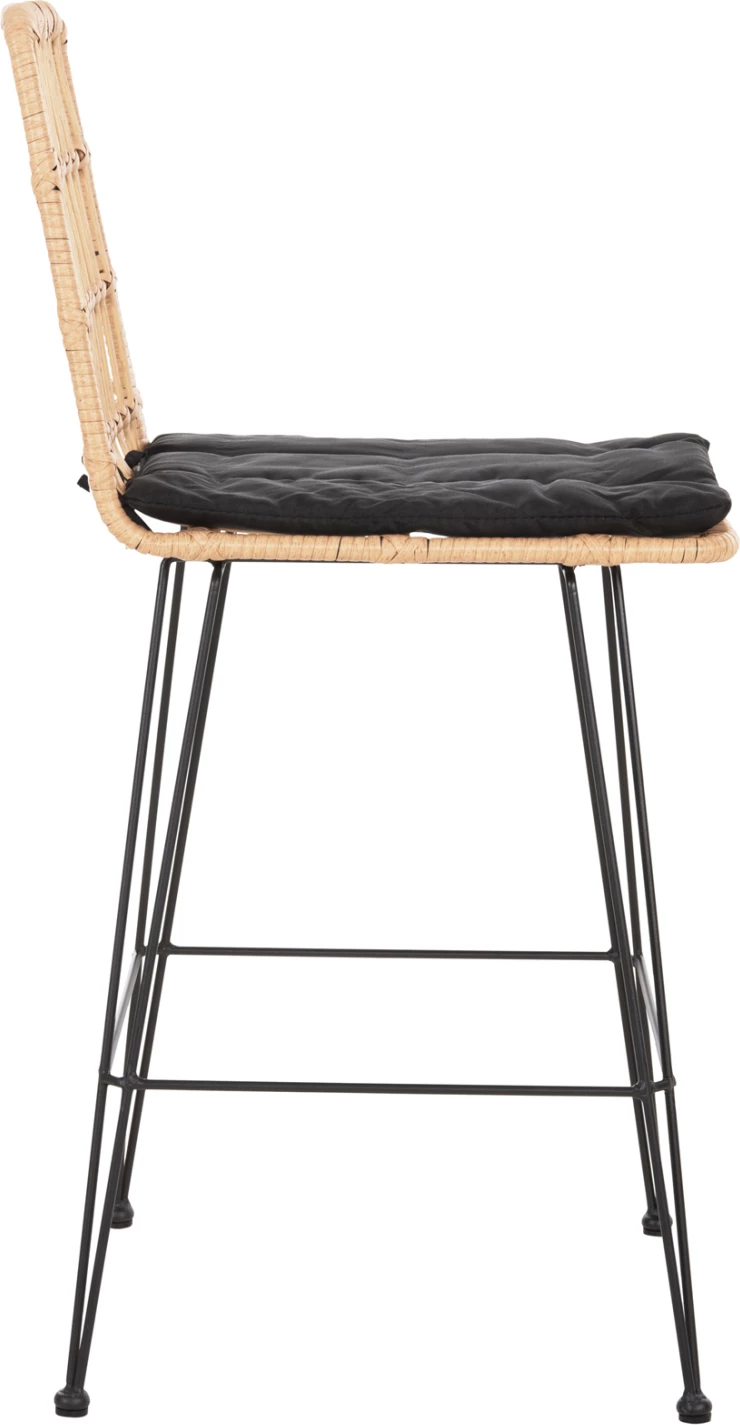 Barski stol srednje višine ALLEGRA FH5643.11 kovina in blazina črna-pletena bež 50x55x103H cm