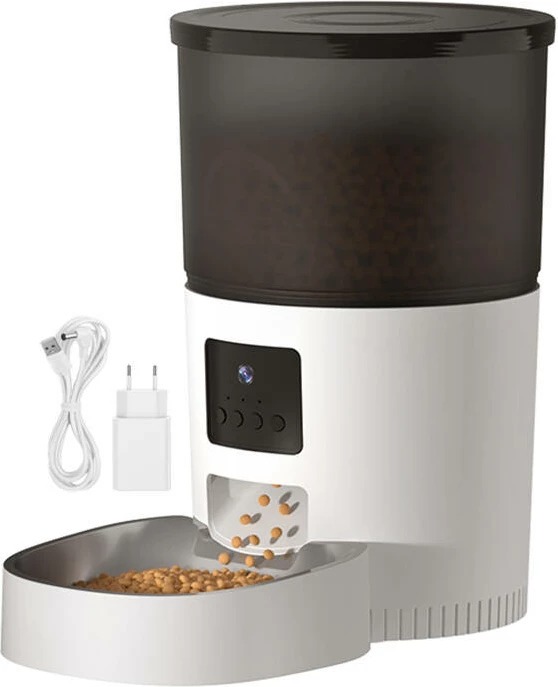 Avtomatski razdeljevalnik hrane za hišne živali Rojeco RWSQ-06, 3L, s kamero, WiFi, bel