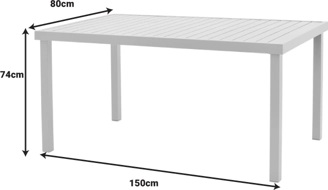 Bela aluminijasta miza Kliton 150x80x74 cm