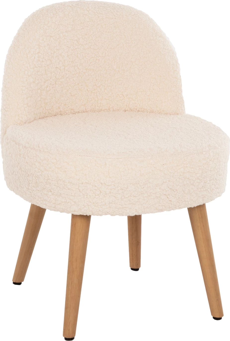 Stol YASMINE FH8395.23 nizek naslon - tkanina boucle v beli barvi - lesene noge 47x46x64,5H cm