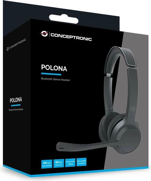 Brezžične stereo slušalke Conceptronic, Bluetooth 5.3, črne