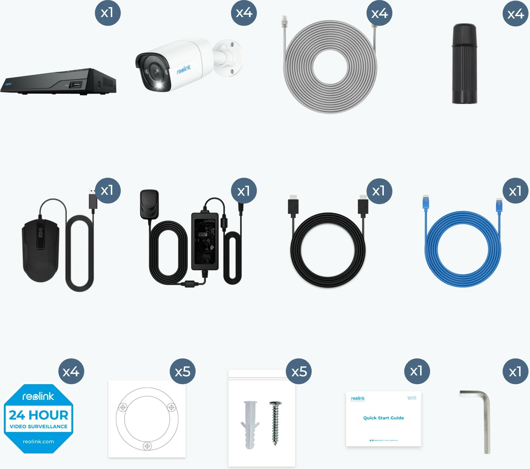 Sistem varnosti Reolink NVS8-8MB4, 4K UHD, 8 kanalov, 100 ft jasna nočna slika, pametno zaznavanje, s kablom, za notranjo/zunanjo uporabo