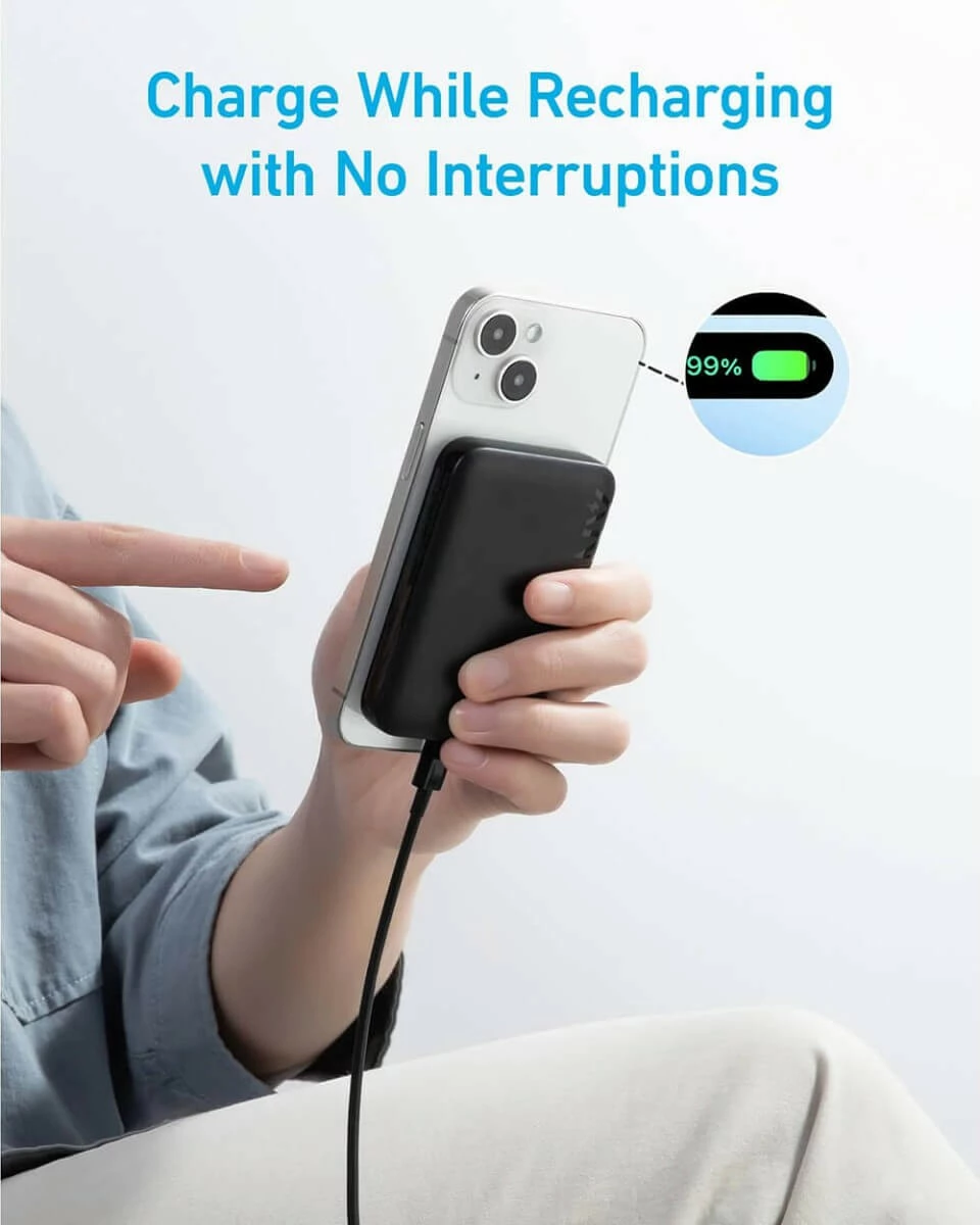 Prenosna baterija Anker 321 MagGo PowerCore 5K, črna