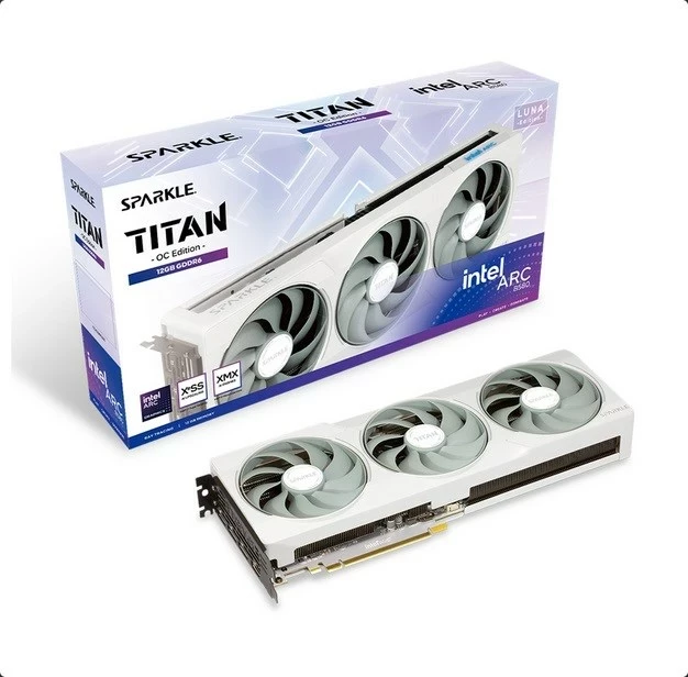 Grafična kartica SPARKLE Intel Arc B580 TITAN OC, 12 GB GDDR6, bela