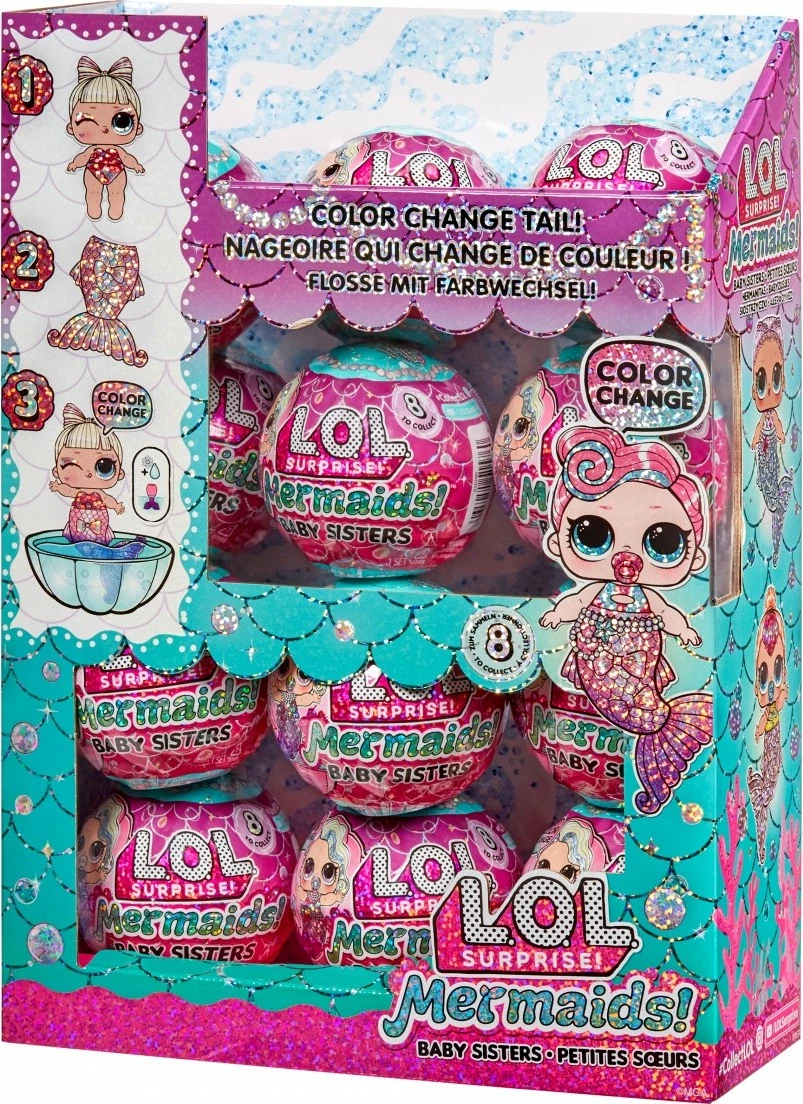 Presenečevalna sirenska kukla z repom, ki spreminja barvo, L.O.L. Surprise Mermaids, MGA 510604-EUC