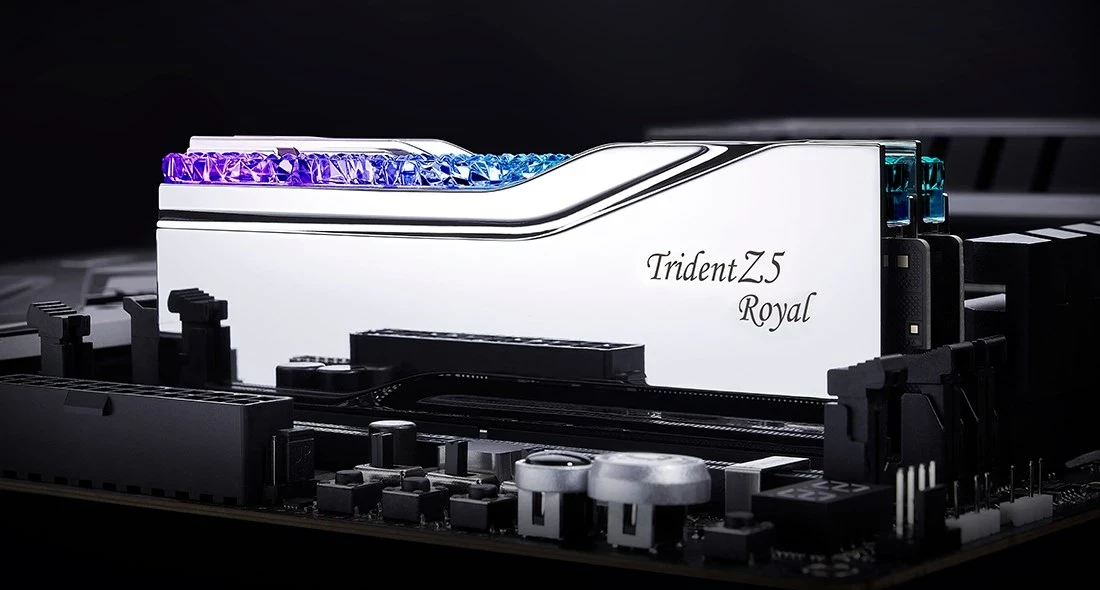 Visokozmogljiva RAM memorija G.SKILL Trident Z5 Royal F5-6800J3445G32GX2-TR5S, 64 GB (2x32 GB), DDR5, srebrna, RGB