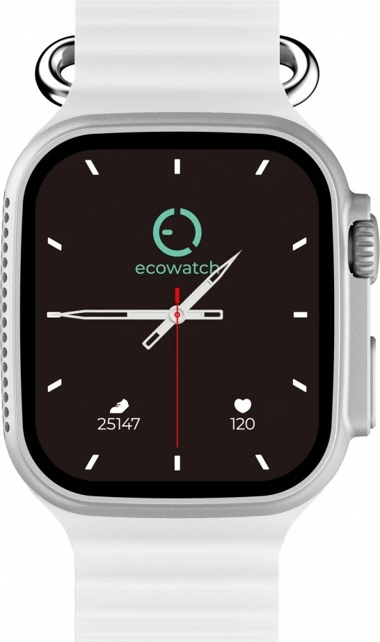 Pametna ura EcoWatch EW02, 1,91-palčni, Bluetooth, srebrna z oranžnim paščkom, komplet z 2 paščkoma