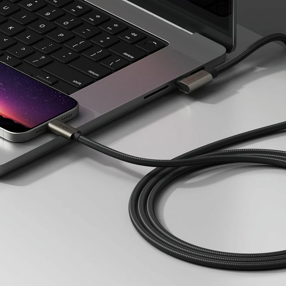 Kabel USB-C 3.2 Gen 2x2, 1 m, 240 W, Power Delivery 3.1, Ringke, črn