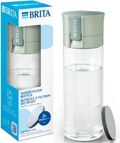 Steklenica za vodo s filtrom 0,6 L, pastelno zelena, 2 kosa BRITA Vital