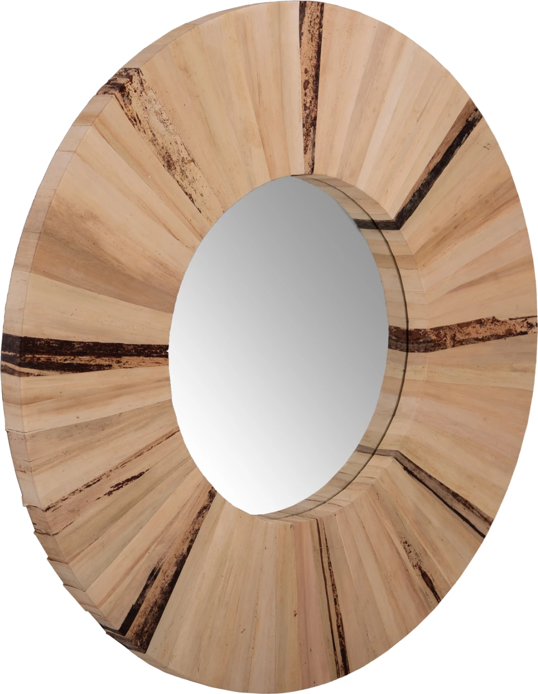 Stensko ogledalo okroglo FH7838 okvir iz posušenih vlaken palmovih listov v naravni barvi Φ80x4cm