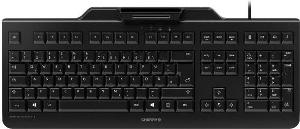 Mekanična tastatura z integriranim čitalcem kartic Cherry SECURE BOARD 1.0, polne velikosti, USB, žična, QWERTZ, črna