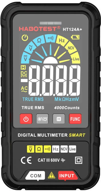 Digitalni multimeter za merjenje napetosti, upornosti in frekvence, z NCV, črn Habotest HT124A+
