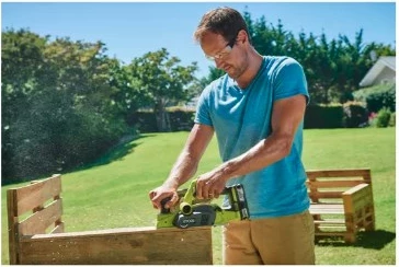 Ročni električni skobeljnik RYOBI 5133002921, 18 V, 2 rezili, 8,2 cm, siva/zelena