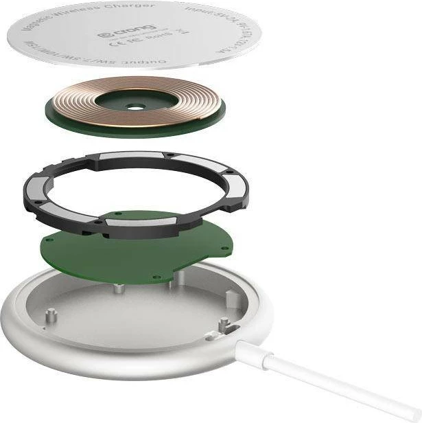 Brezžični polnilec CRONG MagSpot, 15W, MagSafe, USB-C, srebrn