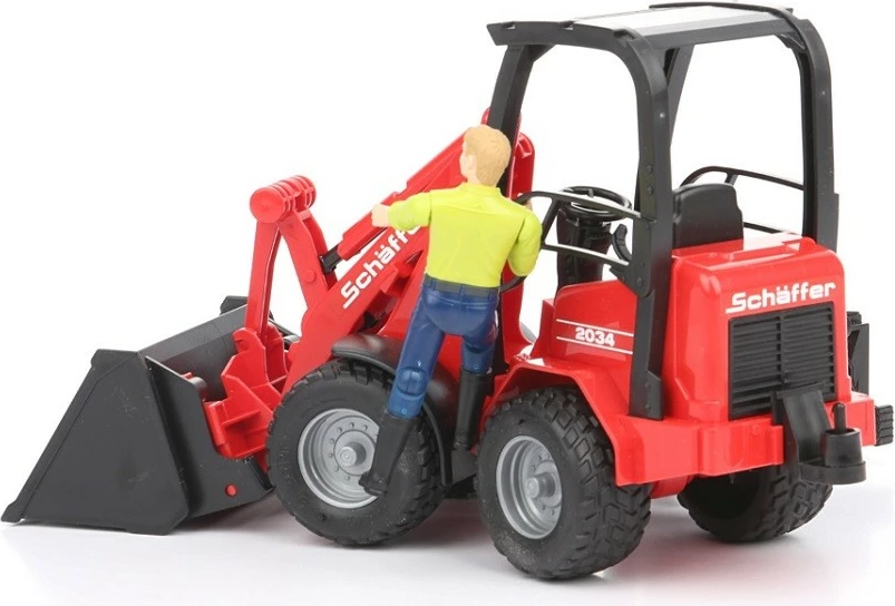 Nakladalec Schaffer z figurico operaterja BRUDER, 1:16, rdeč, komplet