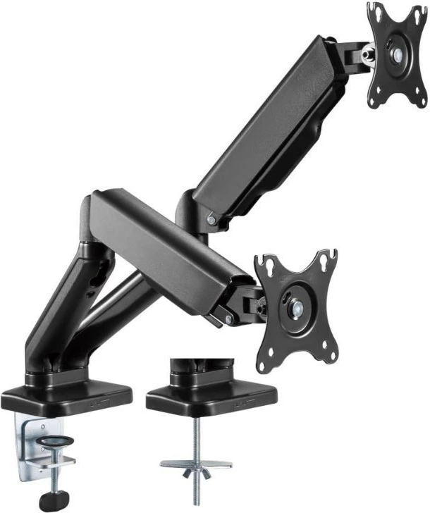 Namizni nosilec za dva monitorja Techly ICA-LCD 462B, 17–32 palcev, 9 kg, črn