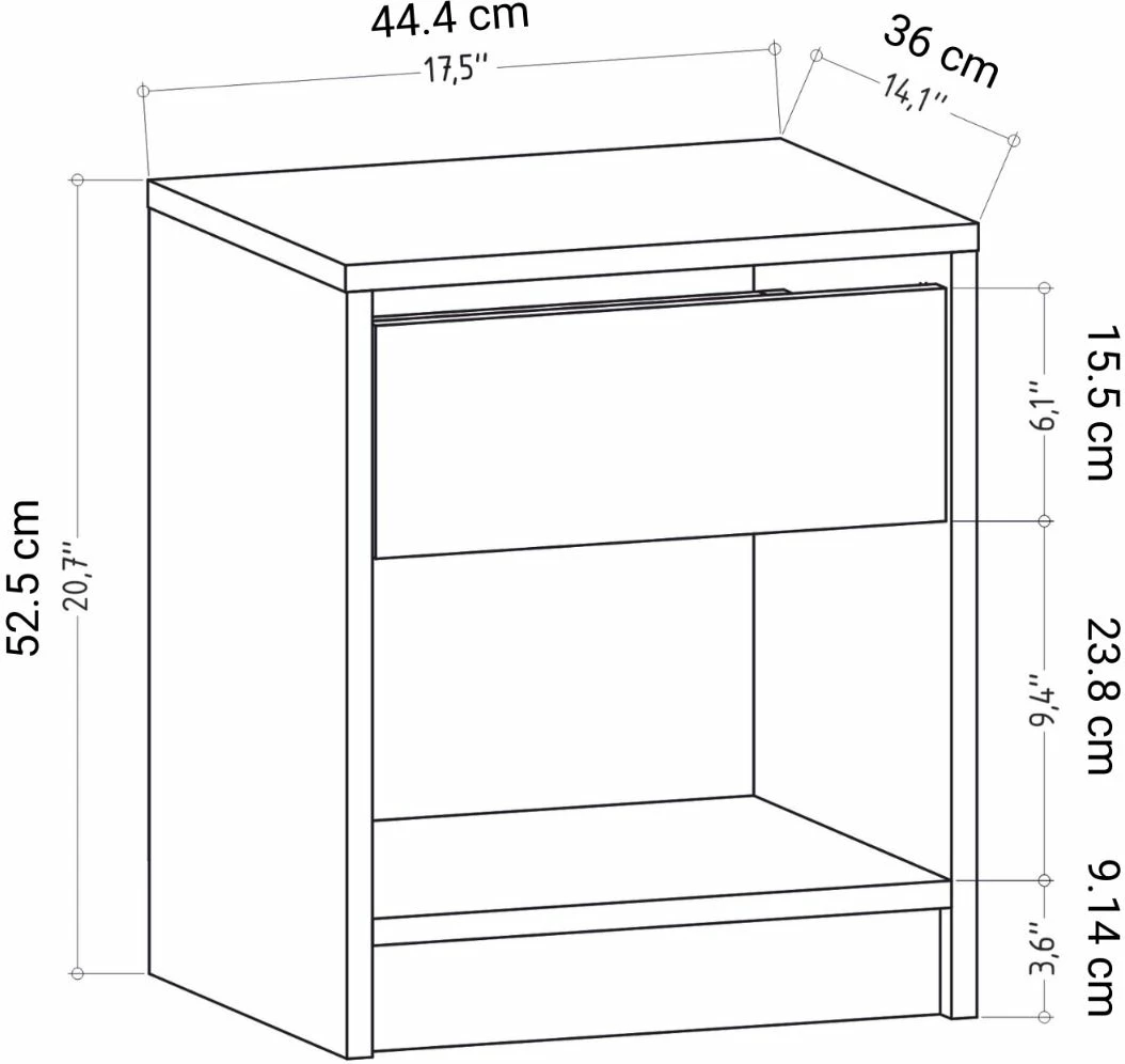 Nočna omarica Sheridan, Hanah Home, hrast