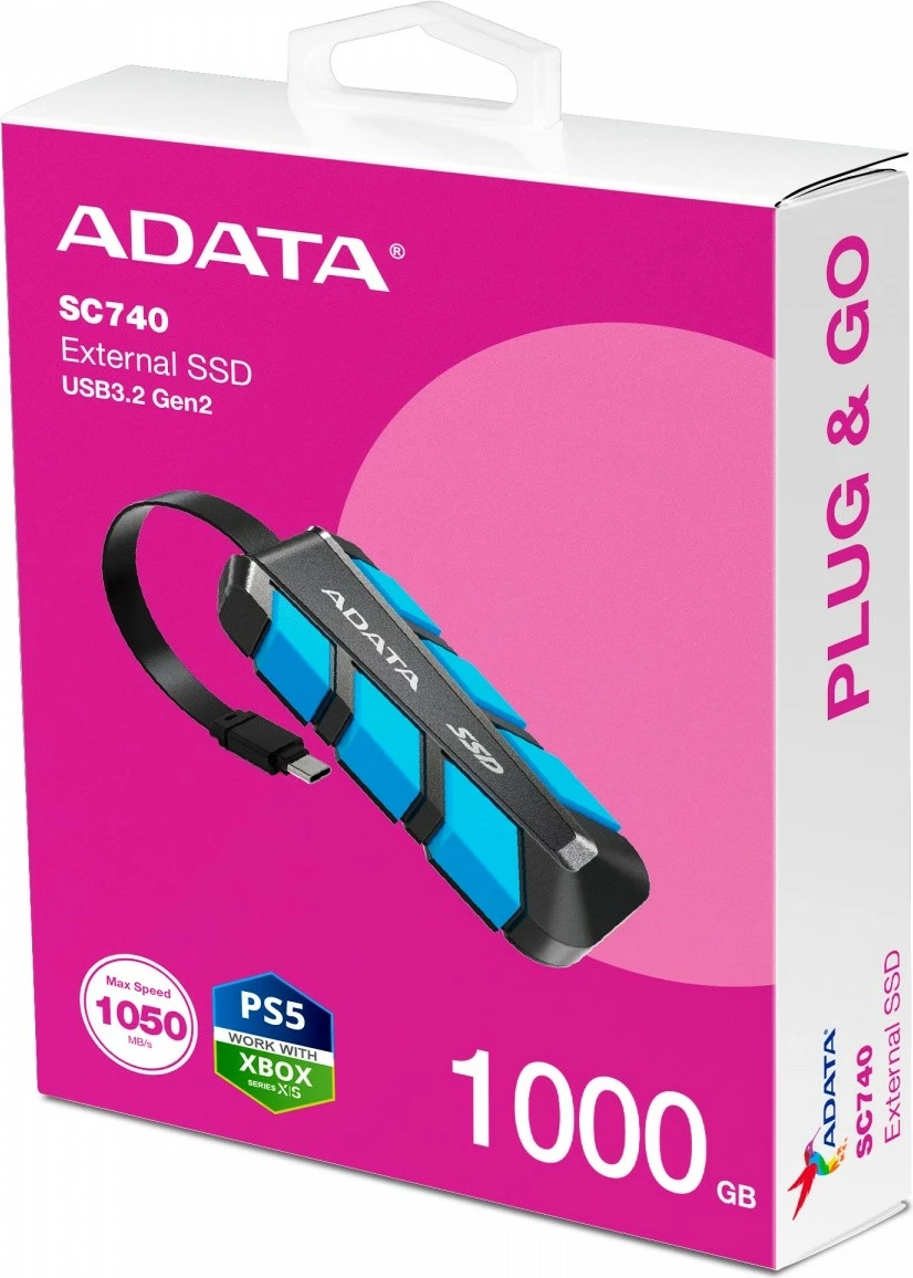 Zunanji SSD Adata SC740, 1TB, USB 3.2 Gen 2, moder