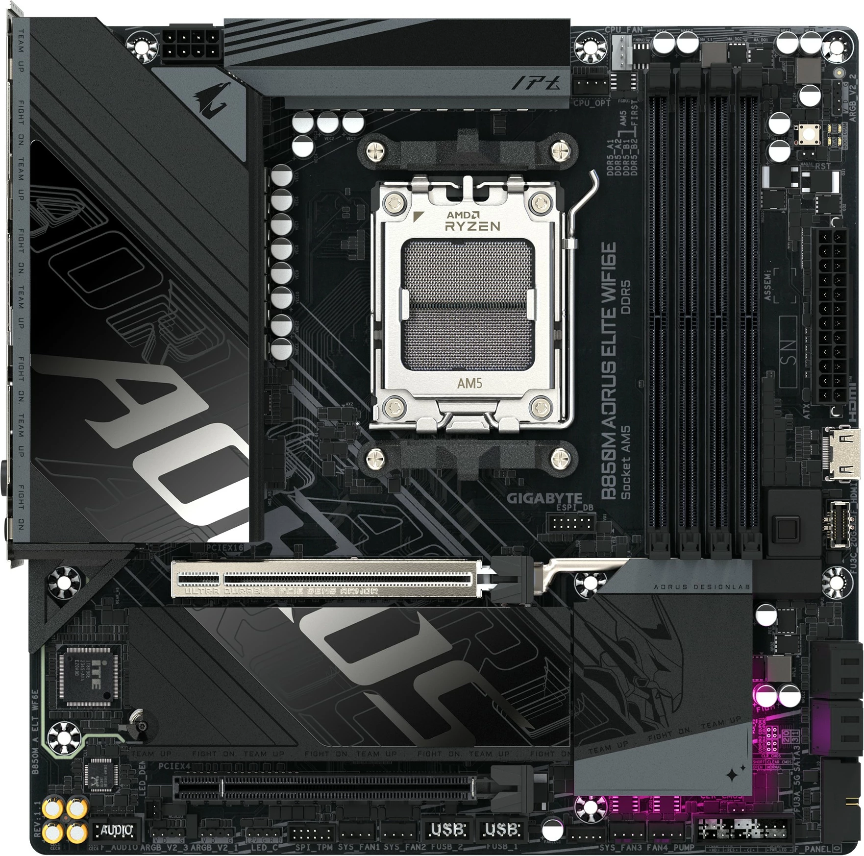 Plošča za matično ploščo Gigabyte GA-B850M A ELT WF6E, Socket AM5, WiFi, PCIe 5.0, črna