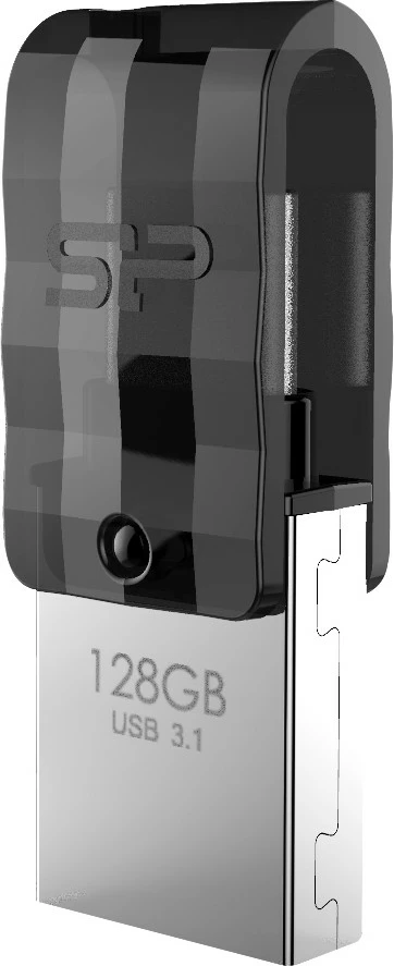 USB ključek 128 GB, Silicon Power Mobile C31, USB Type-A/Type-C, črn/siv/srebrn