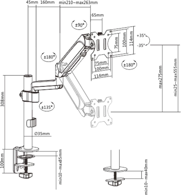 Nastavljiv nosilec za zaslon, 17"–32", 9 kg, črn Gembird MA-MA-DA1P-01